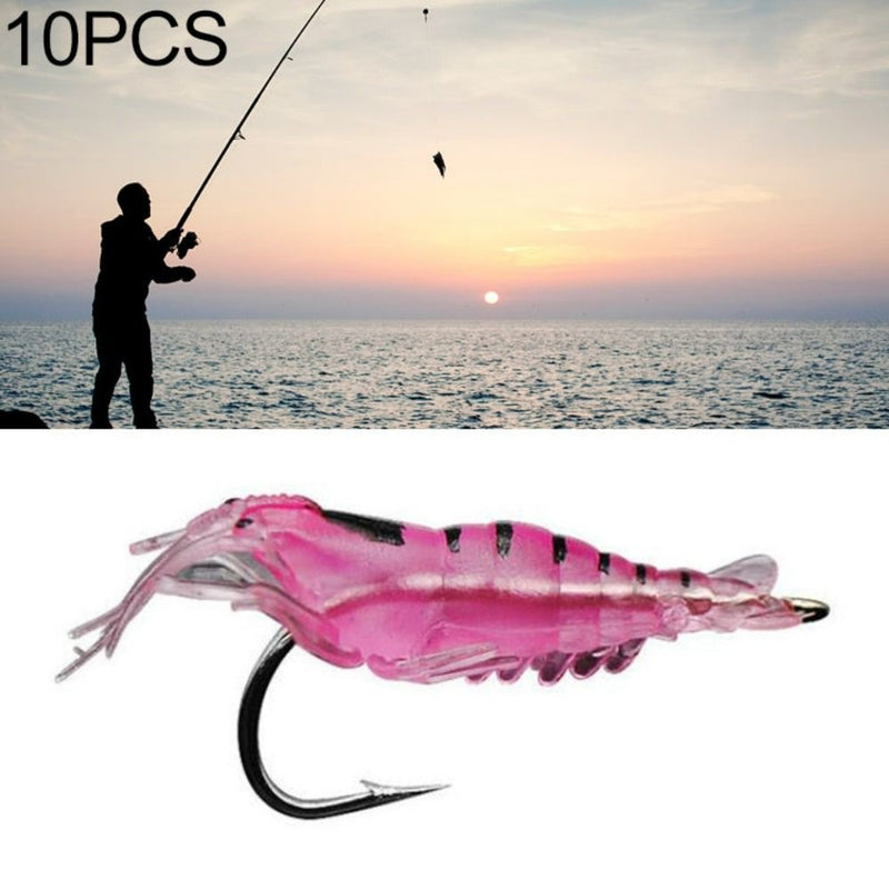 10 PCS 40mm 1.5g Artificial Shrimp Fishing Lure Bait Hooks - Pink