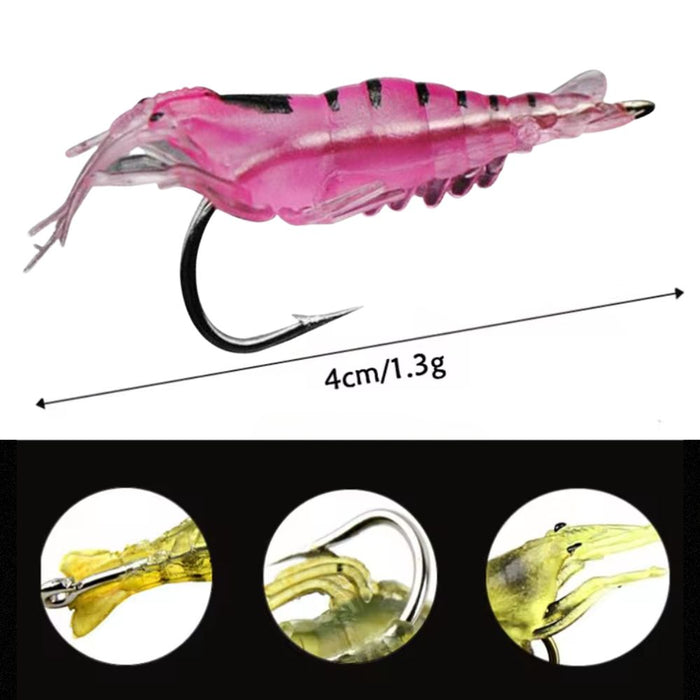 10 PCS 40mm 1.5g Artificial Shrimp Fishing Lure Bait Hooks - Pink