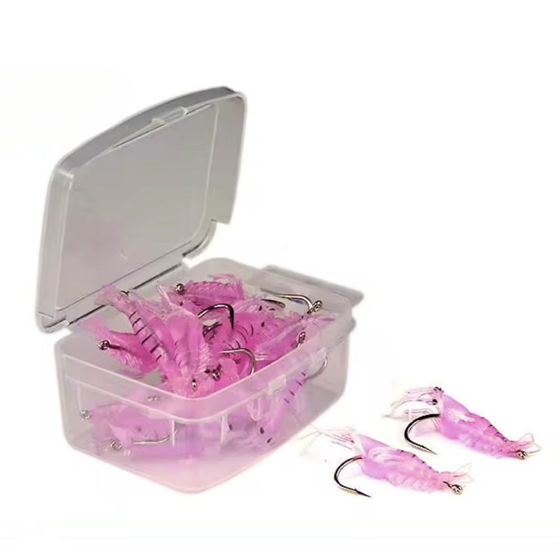 10 PCS 40mm 1.5g Artificial Shrimp Fishing Lure Bait Hooks - Pink