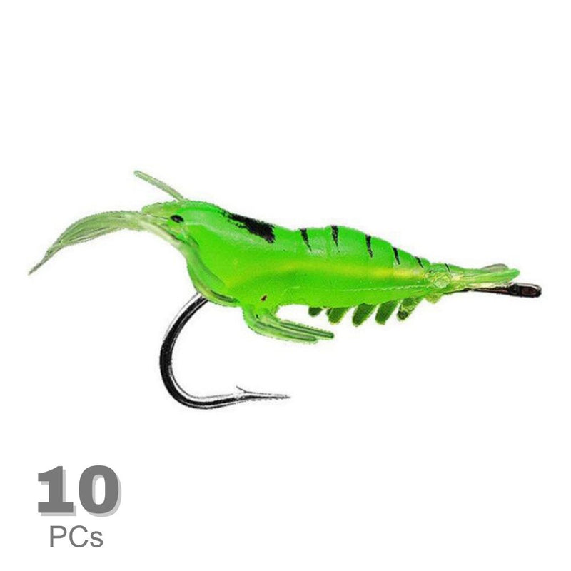 10 PCS 40mm 1.5g Artificial Shrimp Fishing Lure Bait Hooks - Green