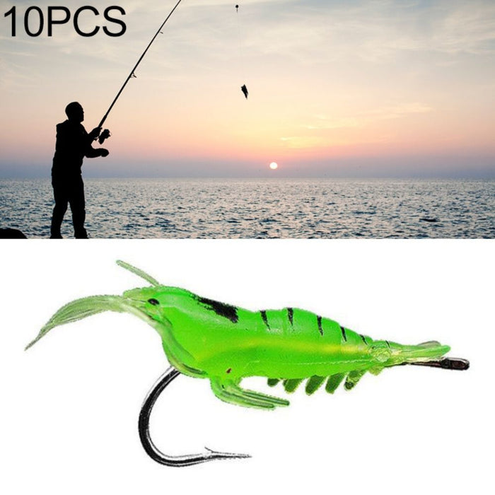 10 PCS 40mm 1.5g Artificial Shrimp Fishing Lure Bait Hooks - Green