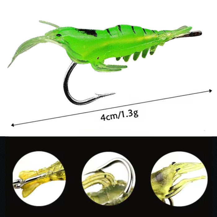 10 PCS 40mm 1.5g Artificial Shrimp Fishing Lure Bait Hooks - Green