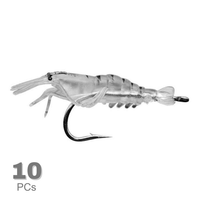 10 PCS 40mm 1.5g Artificial Shrimp Fishing Lure Bait Hooks - Transparent