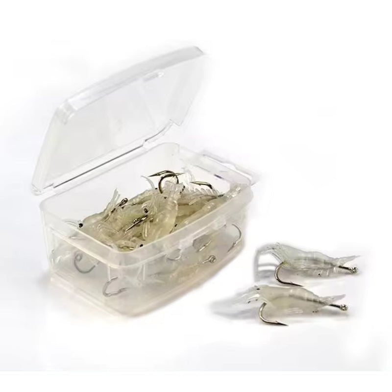 10 PCS 40mm 1.5g Artificial Shrimp Fishing Lure Bait Hooks - Transparent