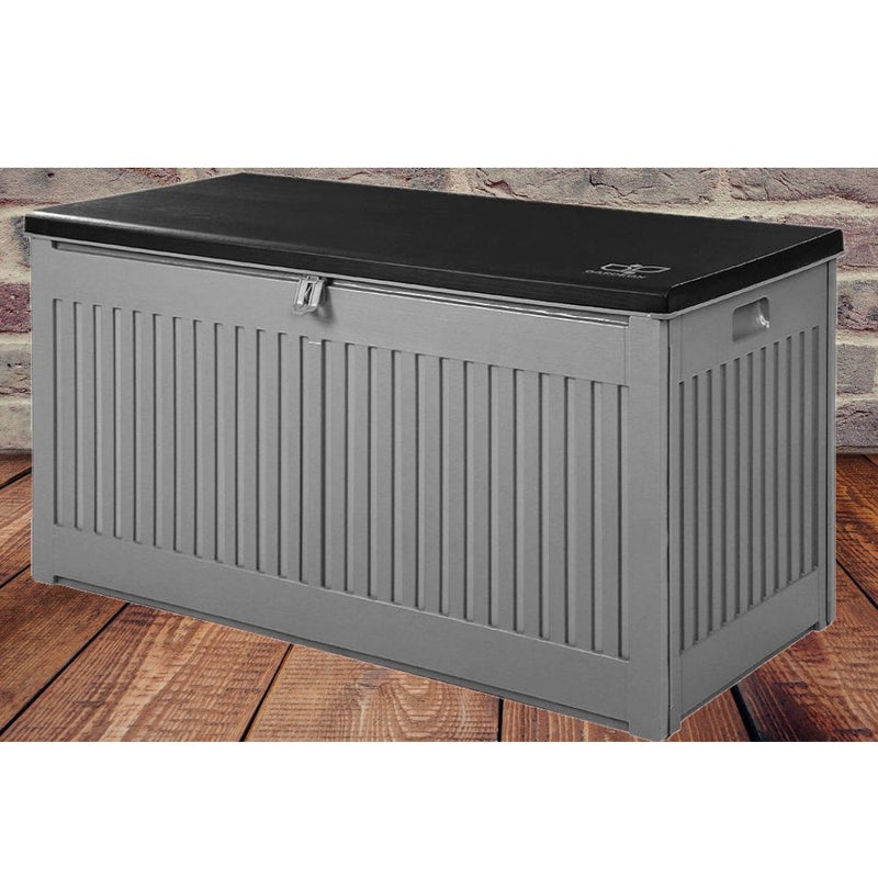 Outdoor 270L Lockable Weatherproof Garden Tools Storage Box Bench Dark Grey