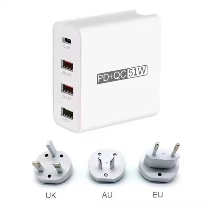 WLX-A6 4 Ports Quick Charging USB Travel Charger Power Adapter AU Plug