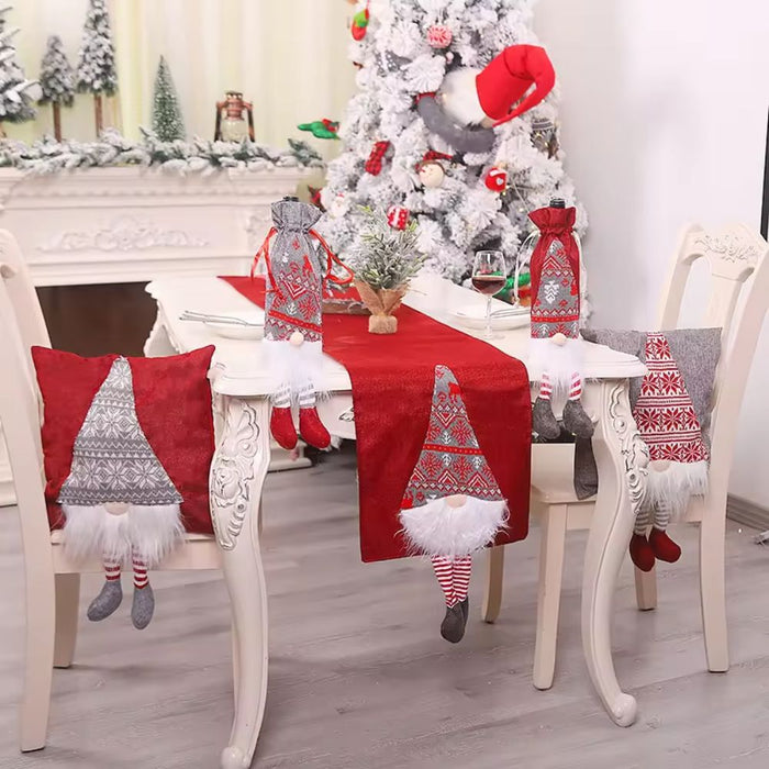 Christmas Tablecloth Santa Claus Table Runner Hotel Banquet Table Flag for Festival Decoration (Red)