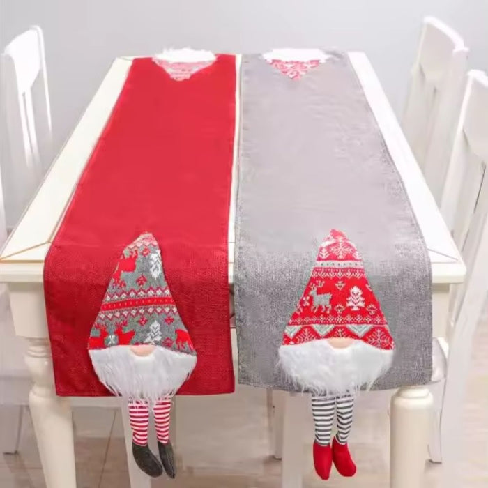 Christmas Tablecloth Santa Claus Table Runner Hotel Banquet Table Flag for Festival Decoration (Red)