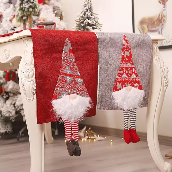 Christmas Tablecloth Santa Claus Table Runner Hotel Banquet Table Flag for Festival Decoration (Grey)