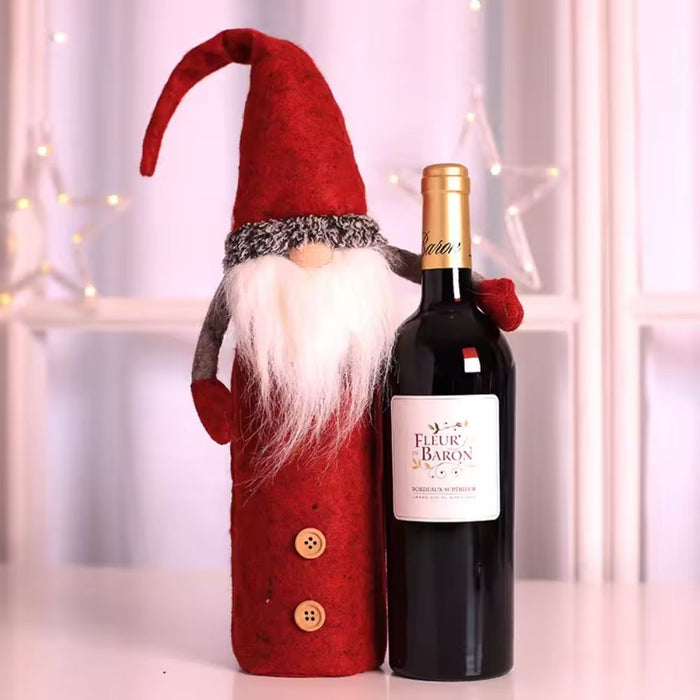 2 PCS Santa Wine Bottle Cover Christmas Decoration (Red)