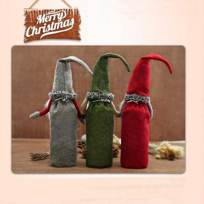 2 PCS Santa Wine Bottle Cover Christmas Decoration (Grey)