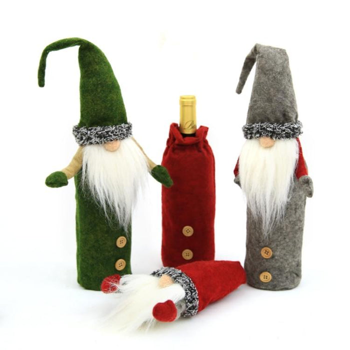 2 PCS Santa Wine Bottle Cover Christmas Decoration (Grey)