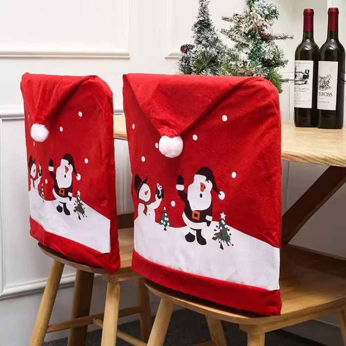 5 Pcs Christmas Decorations Non-Woven Santa Chair Cover
