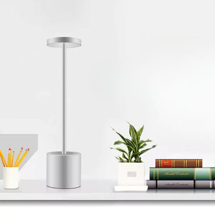 USB Powered Decorative Minimalist LED Table Desk Lamp - Silver