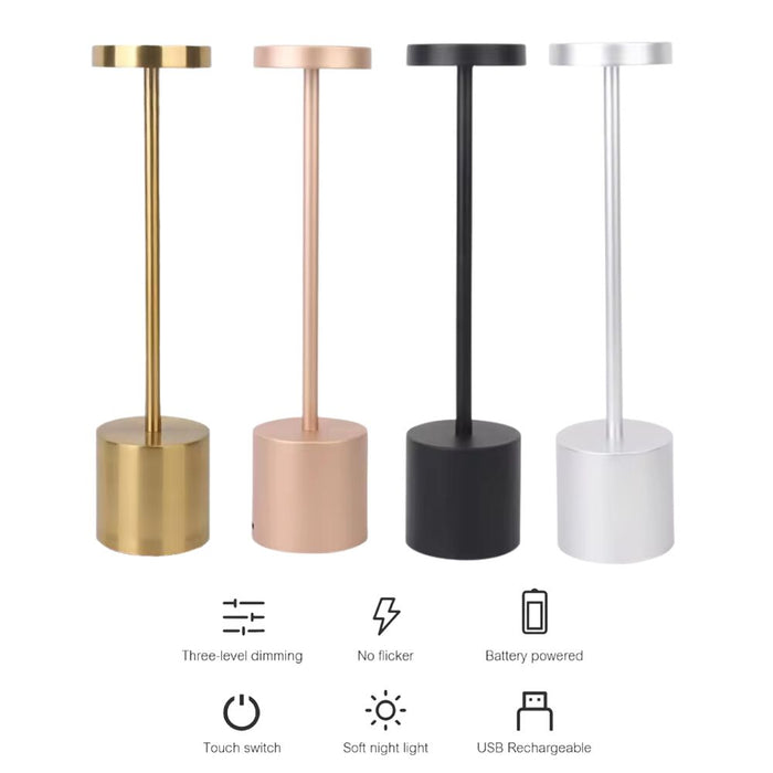 USB Powered Decorative Minimalist LED Table Desk Lamp - Champagne Gold