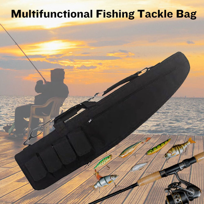 Multifunctional Egg Crate One-shoulder Fishing Rod Tackle Bag - Black