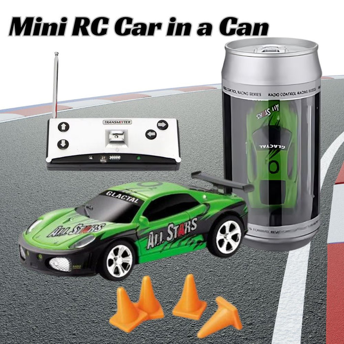 Mini RC Car in a Can Radio Remote Control Micro Racing Car (Green)