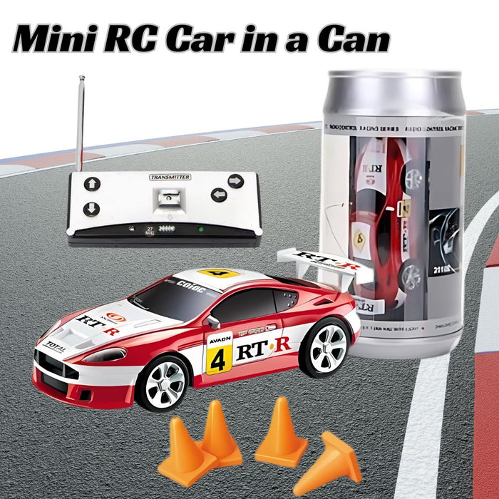 Mini RC Car in a Can Radio Remote Control Micro Racing Car (Red)