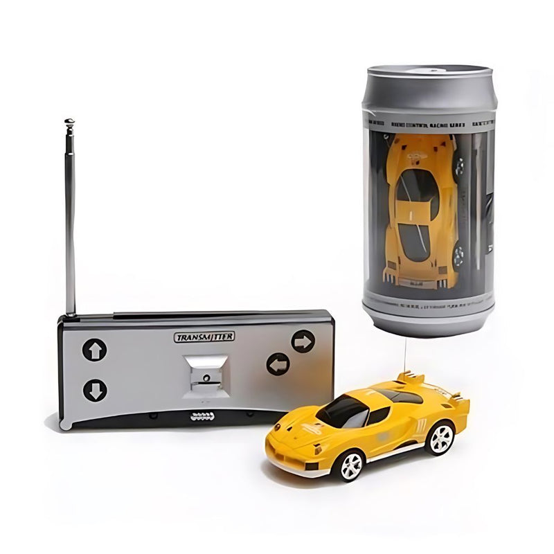 Mini RC Car in a Can Radio Remote Control Micro Racing Car (Yellow)