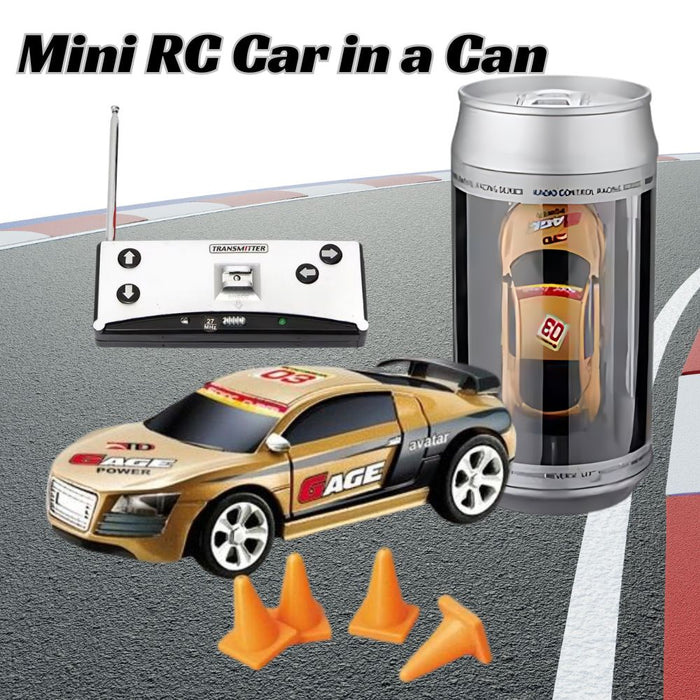 Mini RC Car in a Can Radio Remote Control Micro Racing Car (Gold)