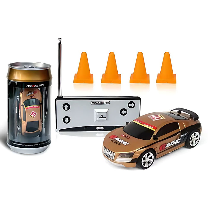 Mini RC Car in a Can Radio Remote Control Micro Racing Car (Gold)