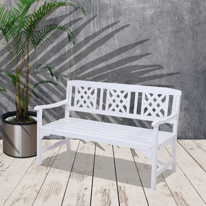 Timber 3 Seat Garden Patio Bench - White