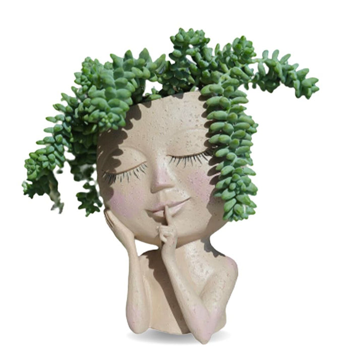 Unique Face Planter Pot for Indoor Outdoor Plants with Drainage Hole