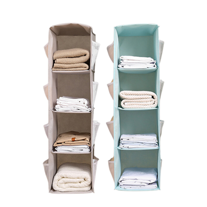 4 Layers Hanging Cube Closet Organizer with Side Storage