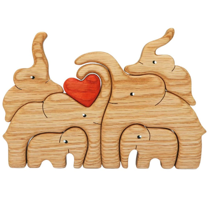 Wooden Stackable Elephant Family Figurines Ornament