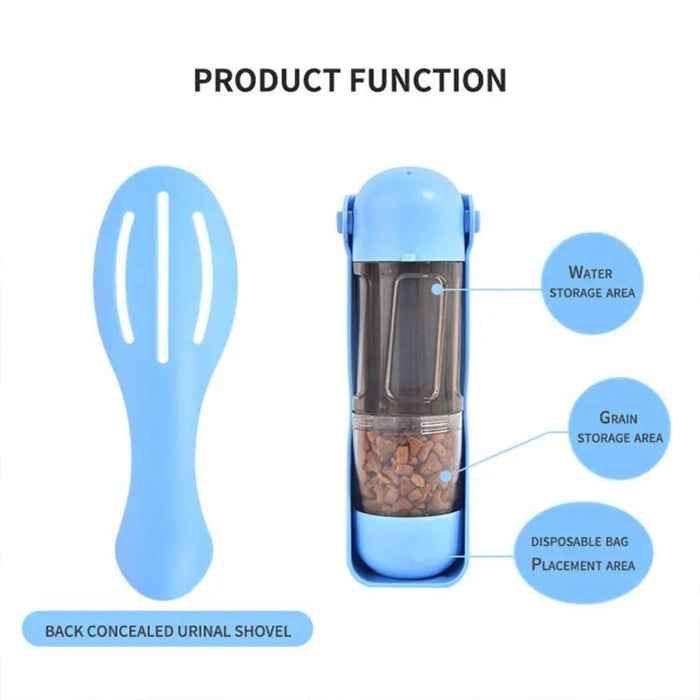 Portable Pet Water Treat Feeder with Poop Bag and Scooper