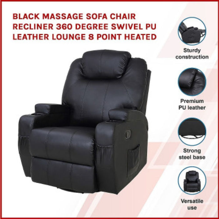Electric PU Leather Heating Swivel Recliner Massage Chair