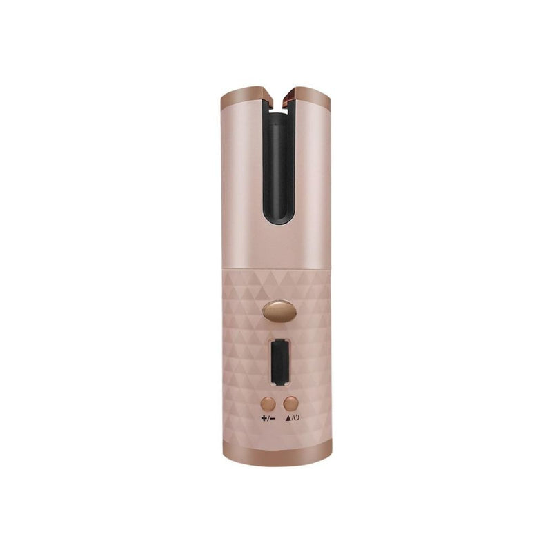 LCD Auto Cordless Ceramic Rotating Hair Curler Wireless Waver - USB Rechargeable