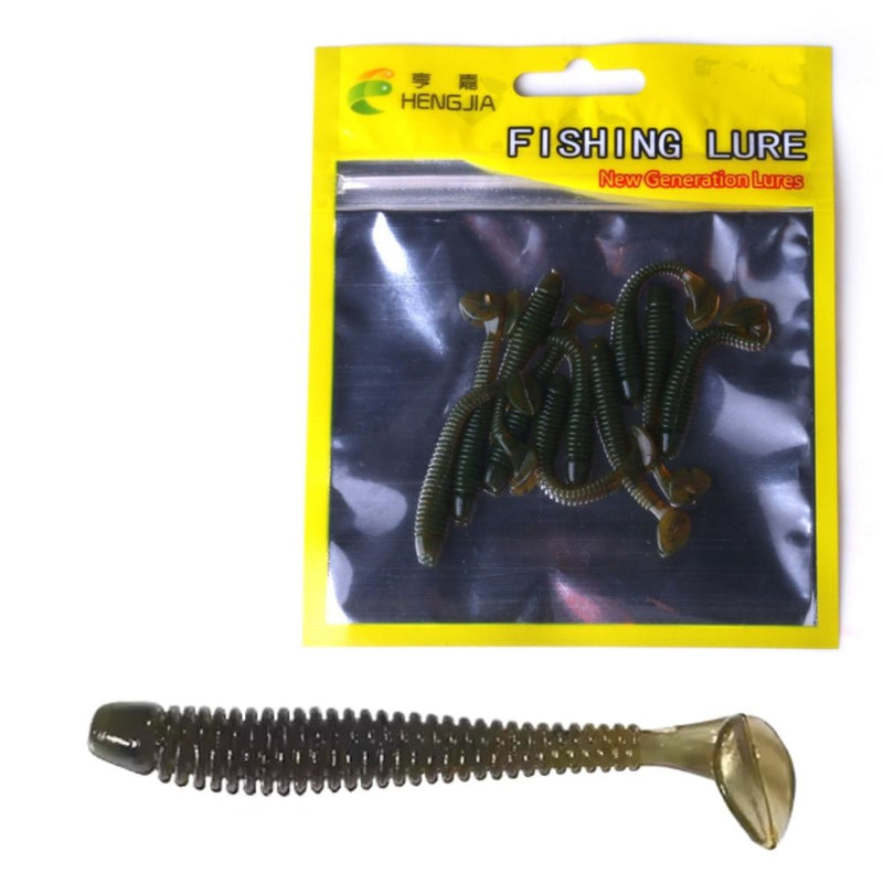 10 PCS Fishing Wobbler Soft Worm Swimbaits Lure - Brown