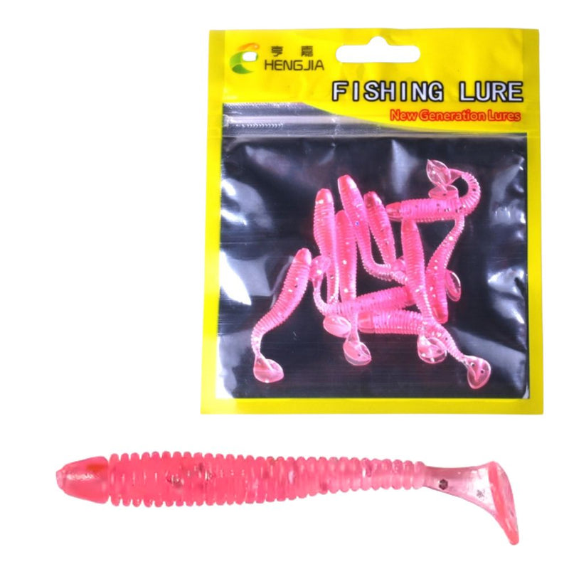 10 PCS Fishing Wobbler Soft Worm Swimbaits Lure - Pink