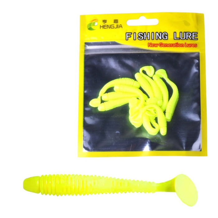 10 PCS Fishing Wobbler Soft Worm Swimbaits Lure - Fluro Yellow