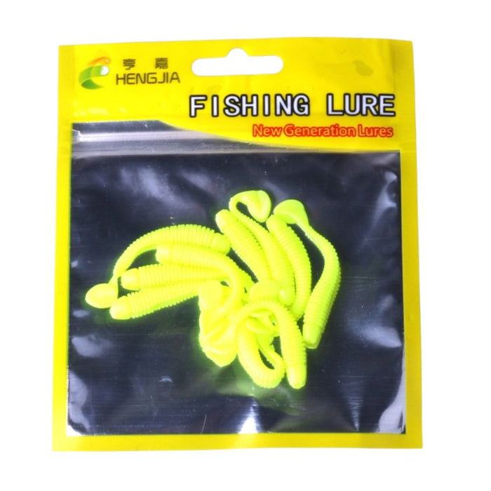 10 PCS Fishing Wobbler Soft Worm Swimbaits Lure - Fluro Yellow