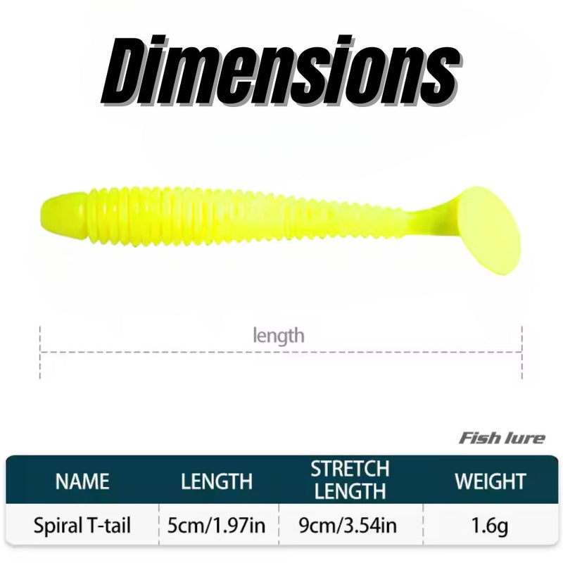 10 PCS Fishing Wobbler Soft Worm Swimbaits Lure - Fluro Yellow