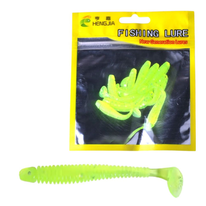 10 PCS Fishing Wobbler Soft Worm Swimbaits Lure - Fluro Green