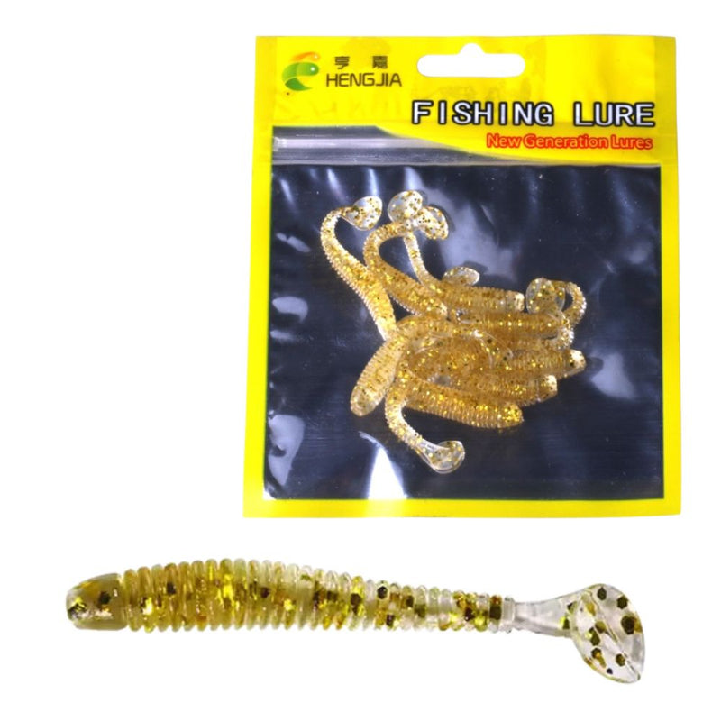 10 PCS Fishing Wobbler Soft Worm Swimbaits Lure - Gold