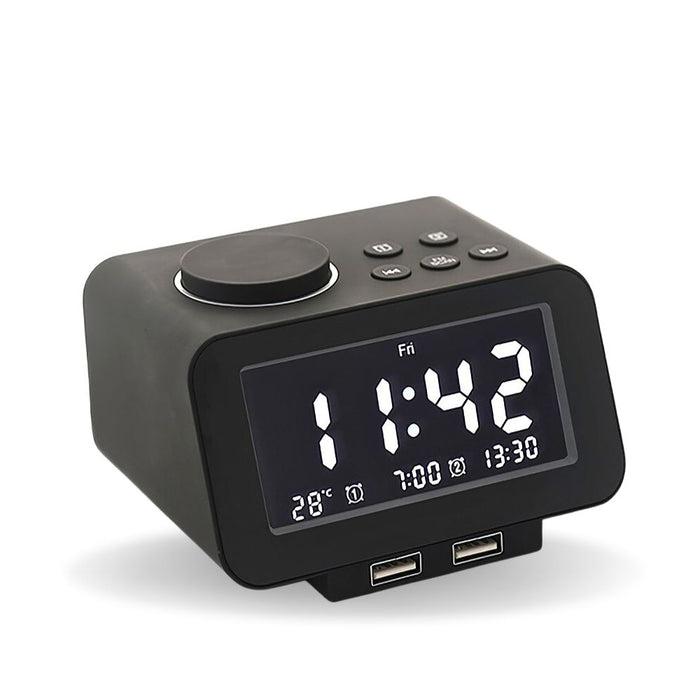 LED Digital Alarm Clock Radio with Adjustable Brightness - USB Plugged in