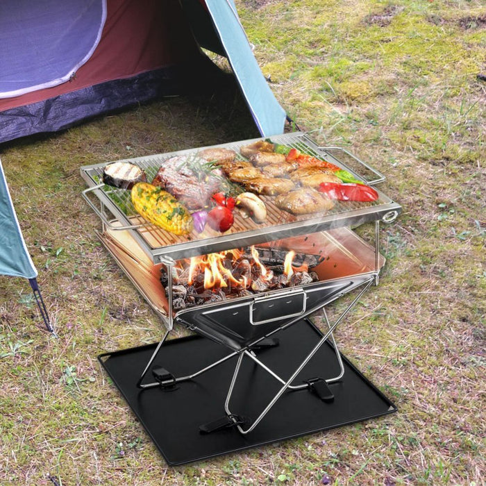 Portable Folding Fire Pit BBQ with Carry Bag