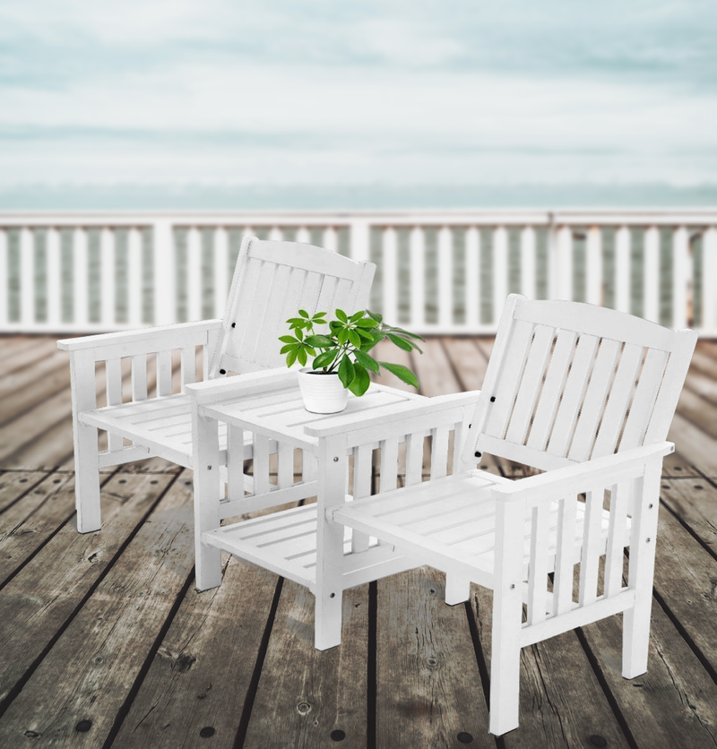 Garden Bench Chair Table Loveseat Wooden Outdoor Furniture Patio Park White