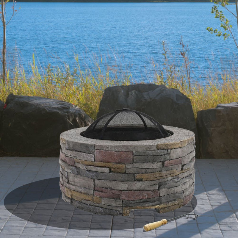 Outdoor Backyard Stone Style Table Charcoal Fire Pit 70cm