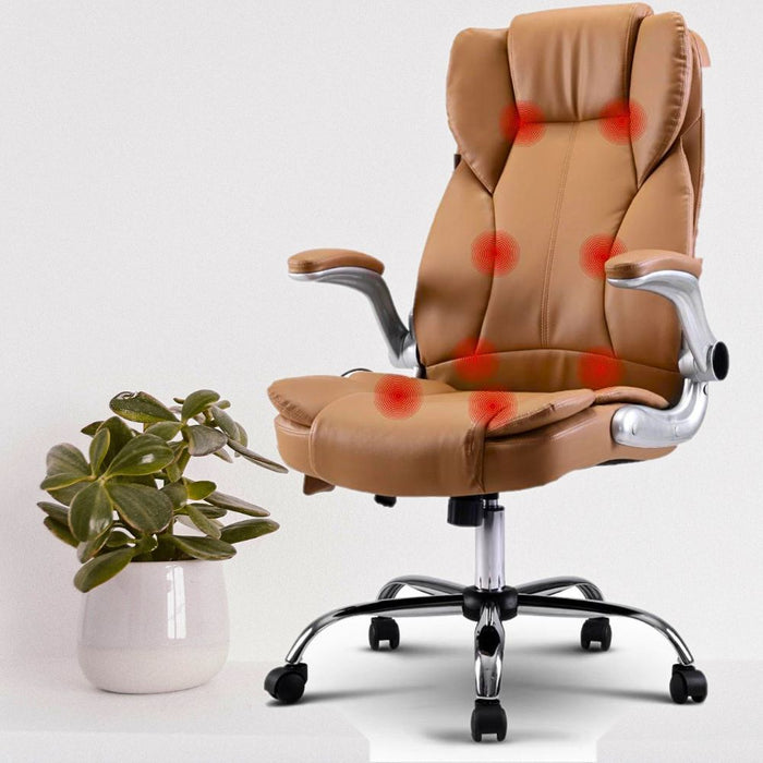 Massage Office Chair Gaming Chair Computer Desk Chair 8 Point Vibration Espresso