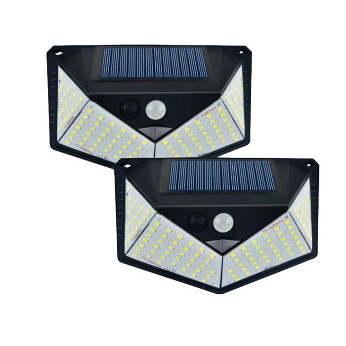 2 Pack Solar Powered 100 LED PIR Motion Sensor Outdoor Lights