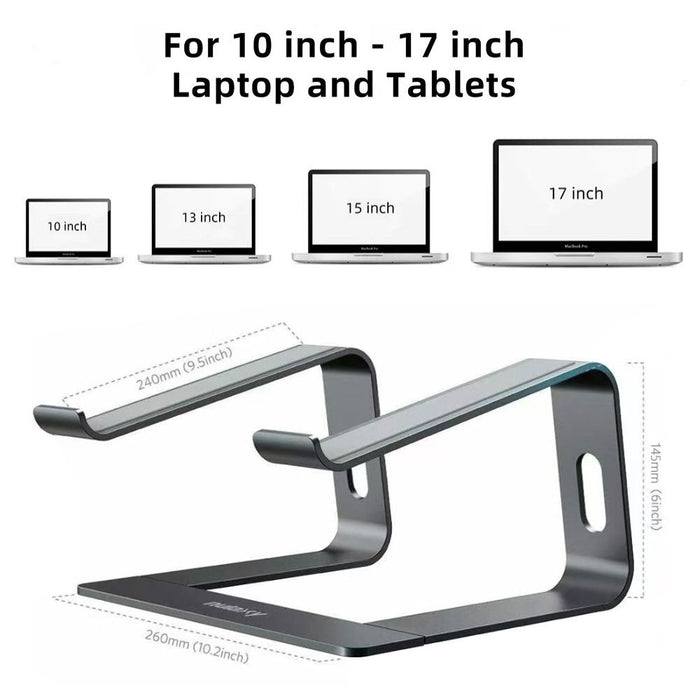 Portable Aluminium Laptop Stand Tray Cooling Riser Holder For 10-17" MacBook