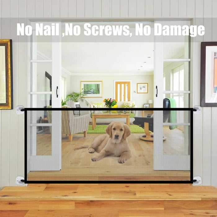 Portable Safety Enclosure Dog Gate Barrier Mesh Install Magic Guard Anywhere