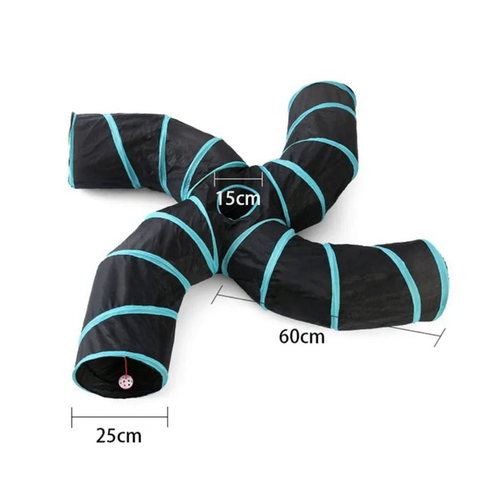 Foldable 4-Way Tunnel Funny Pet Exercise Play Toy