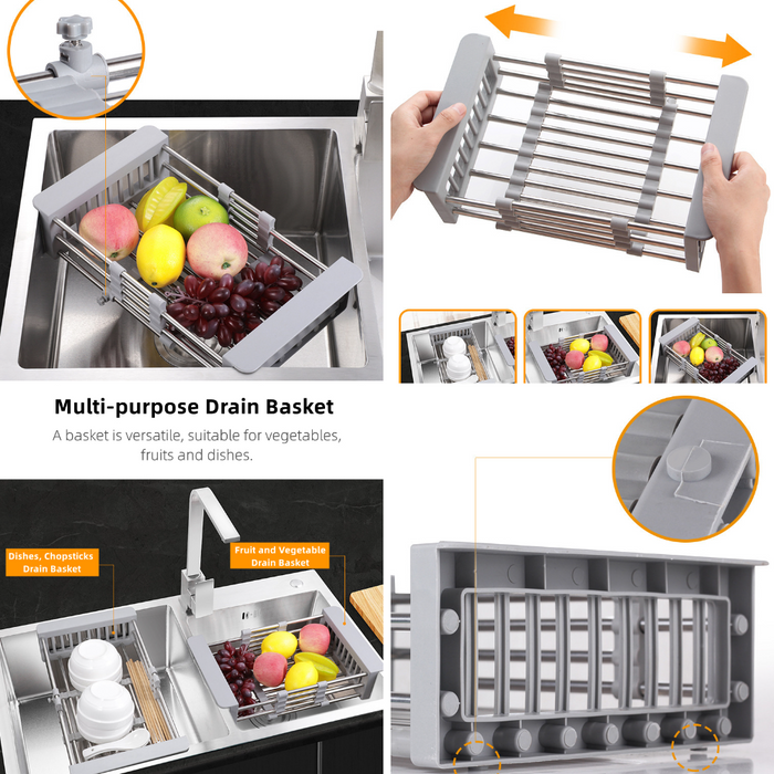 Over Sink Stainless Steel Dish Drying Kitchen Rack Organizer