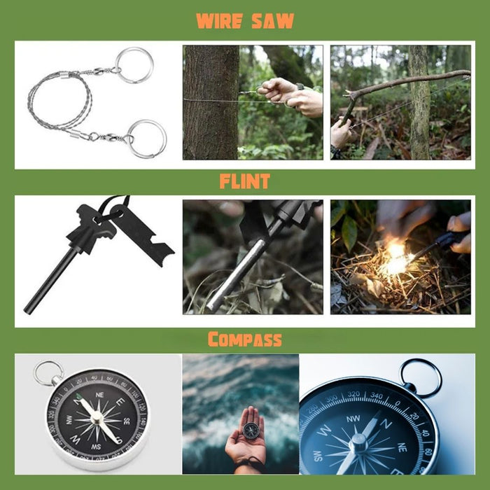 Tactical Emergency Survival Tool Kit for Outdoor Camping Hiking